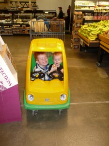 Getting to drive through the grocery store is a super duper special treat!